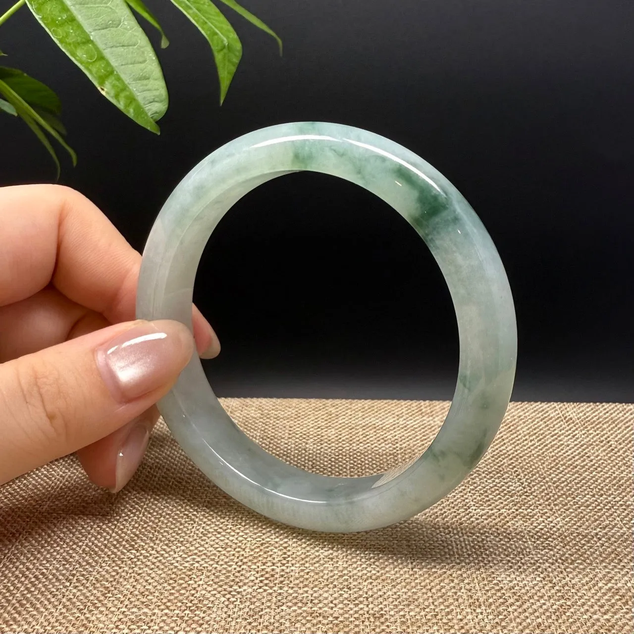 Genuine Burmese Icy Green Jade Jadeite Bangle Bracelet ( 60.4mm )