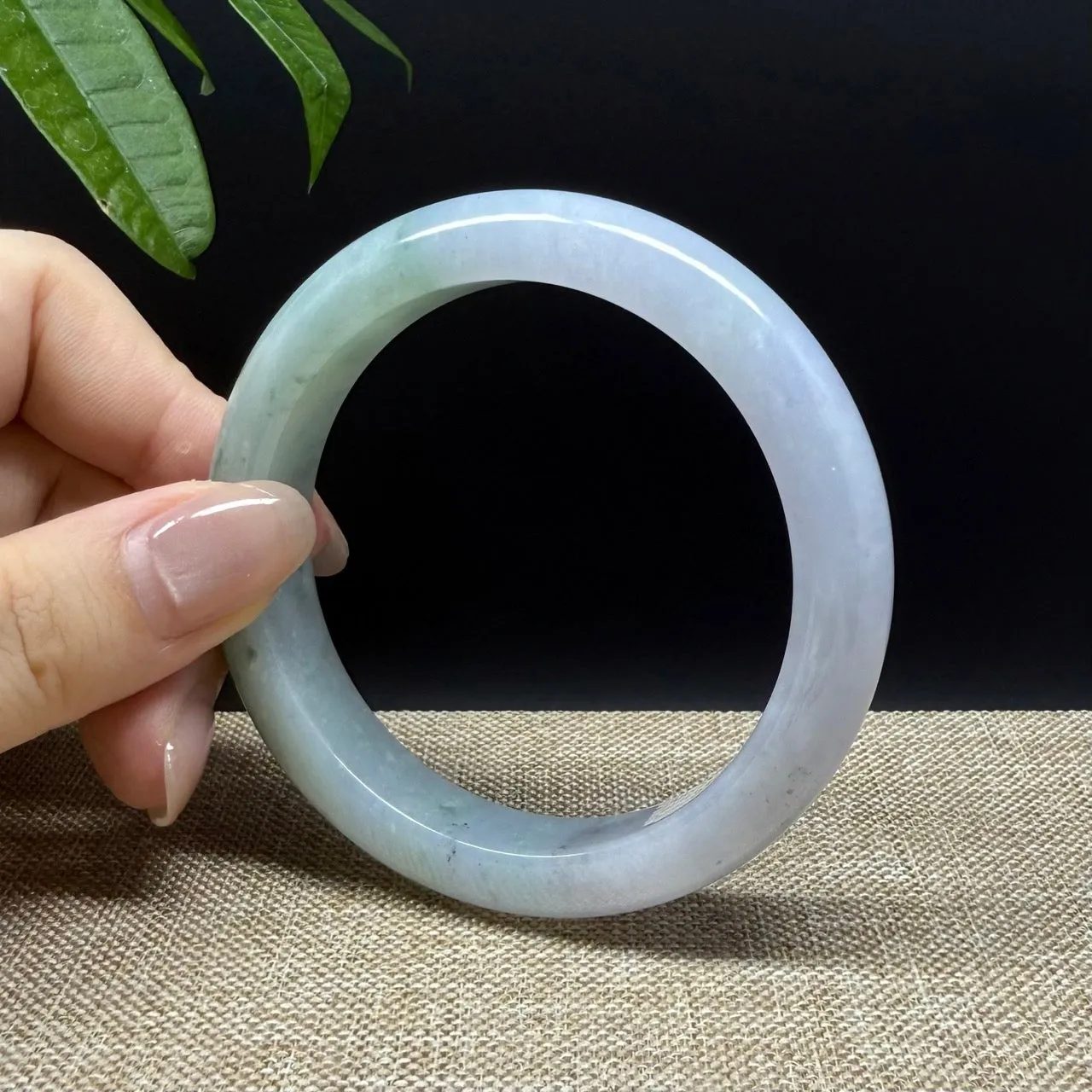 Genuine Burmese Lavender Green Jade Jadeite Bangle Bracelet ( 57.3mm )