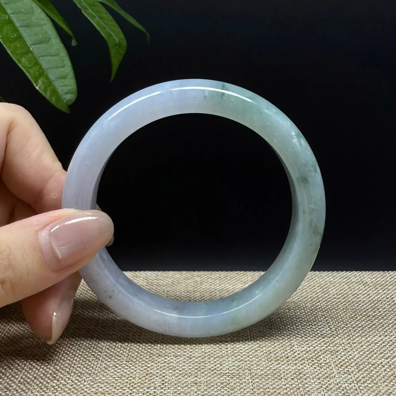 Genuine Burmese Lavender Green Jade Jadeite Bangle Bracelet ( 57.3mm )