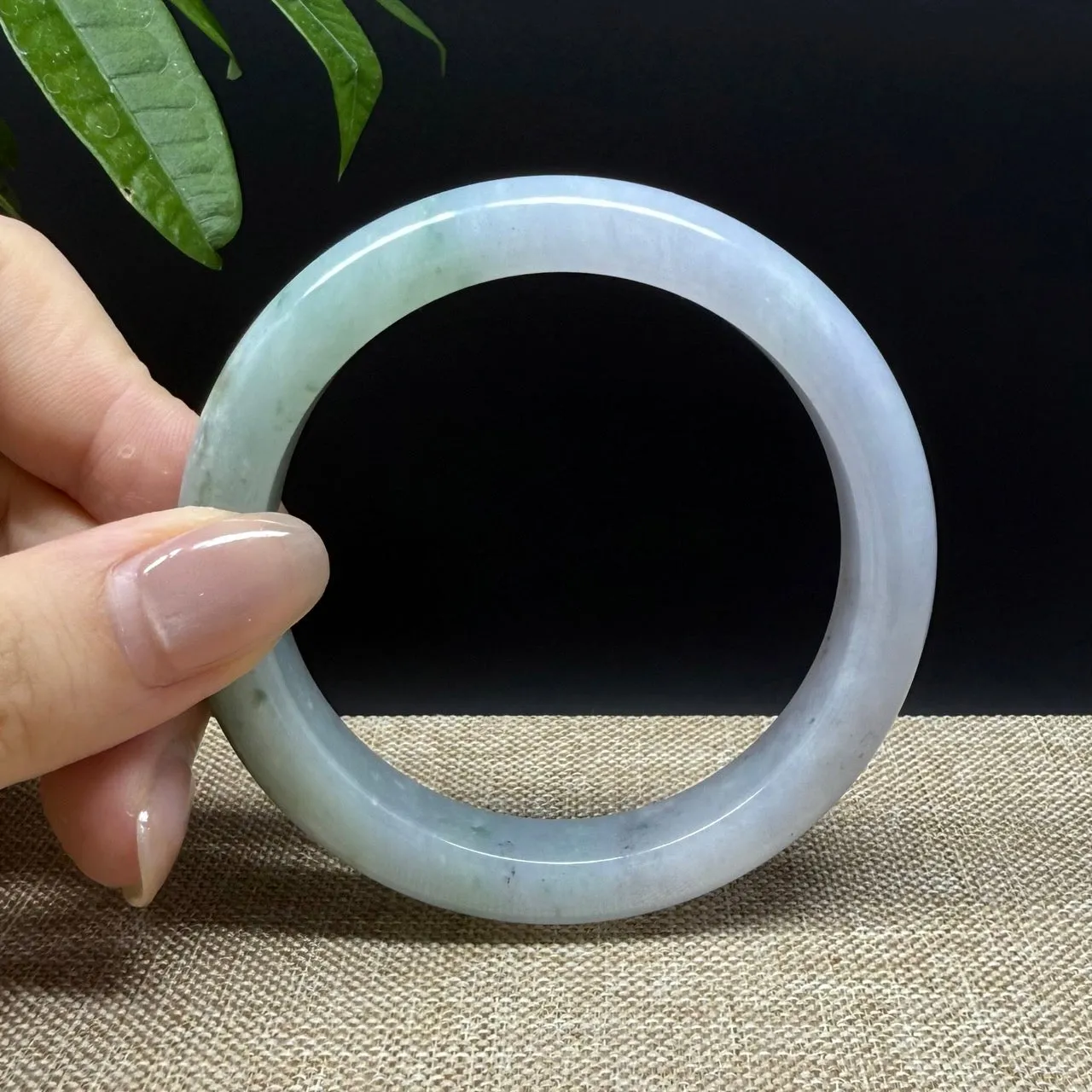 Genuine Burmese Lavender Green Jade Jadeite Bangle Bracelet ( 57.3mm )