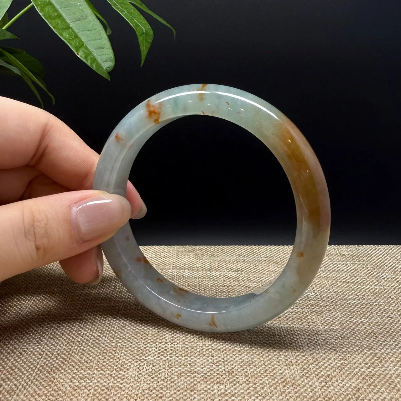 Genuine Burmese Red Green Jade Jadeite Bangle Bracelet ( 58mm )