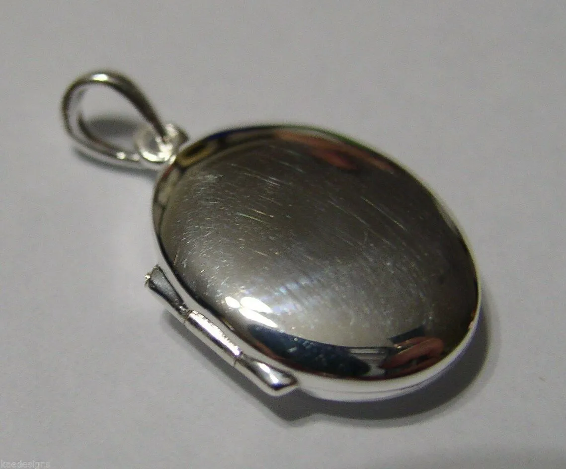 Genuine Sterling Silver Oval Locket Pendant With 2 Photos