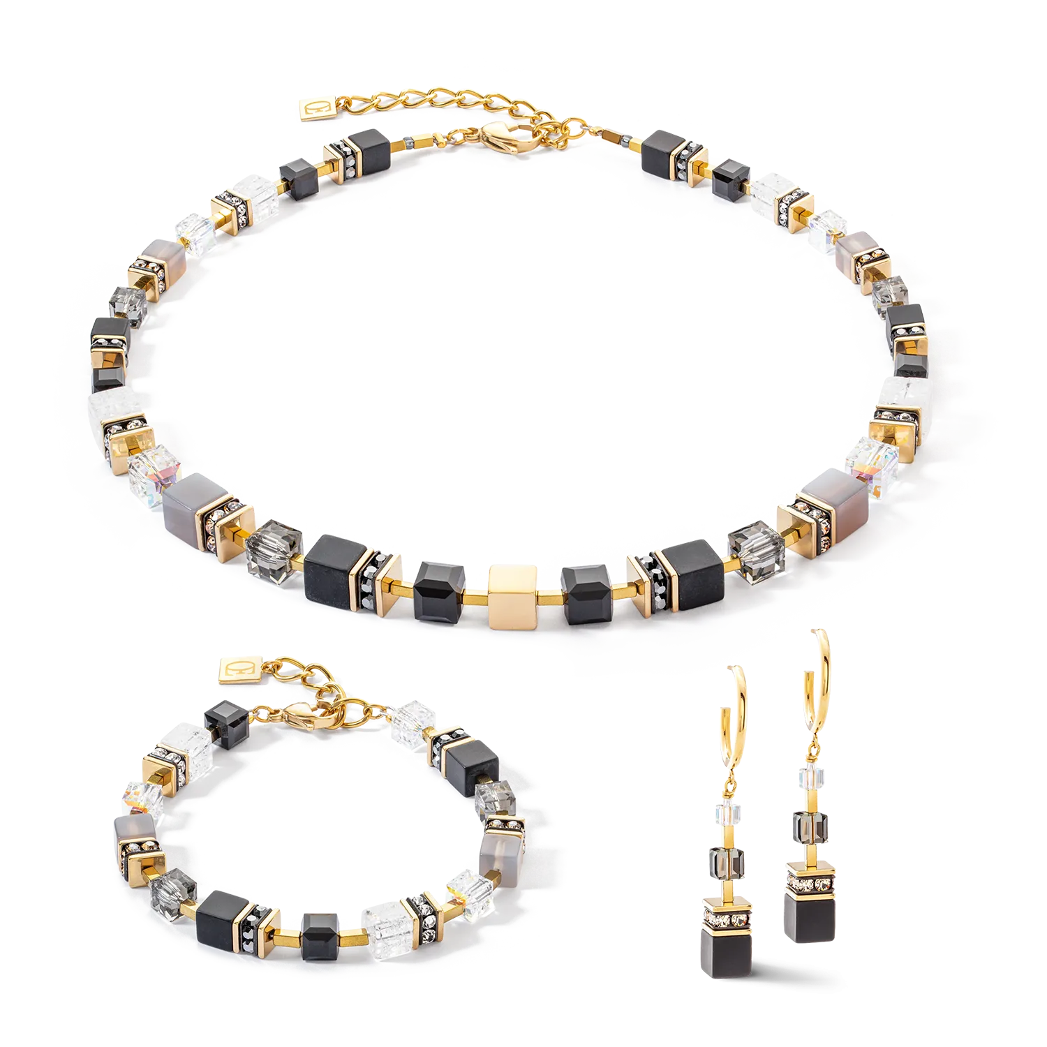 GeoCUBE® Precious statement earrings gold-black