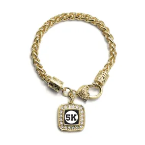 Gold 5K Runners Square Charm Braided Bracelet