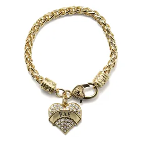 Gold Bae Pave Heart Charm Braided Bracelet