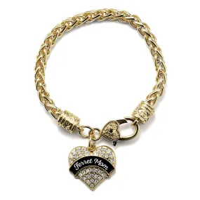 Gold Black and White Ferret Mom Pave Heart Charm Braided Bracelet