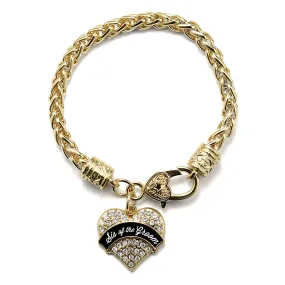 Gold Black and White Sis of the Groom Pave Heart Charm Braided Bracelet