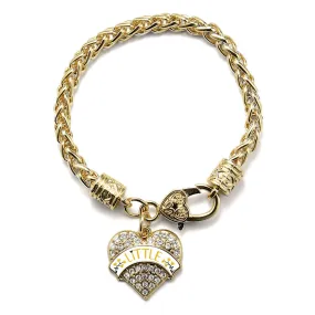 Gold Canary Yellow and Black Little Pave Heart Charm Braided Bracelet