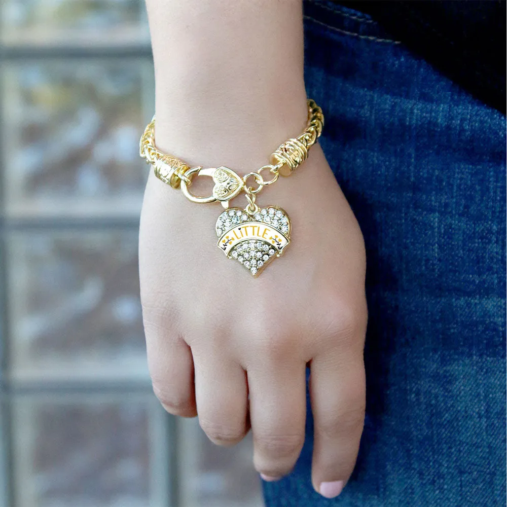 Gold Canary Yellow and Black Little Pave Heart Charm Braided Bracelet