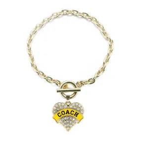 Gold Coach - Yellow and Black Pave Heart Charm Toggle Bracelet