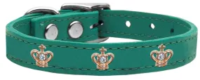 Gold Crown Widget Genuine Leather Dog Collar Jade 26