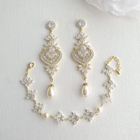 Gold Earrings and Bracelet Set- Rosa