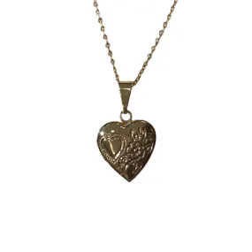 Gold Filled Heart Flower Locket Necklace