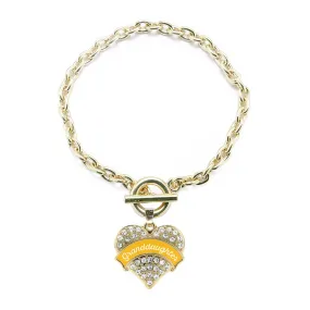 Gold Marigold Granddaughter Pave Heart Charm Toggle Bracelet