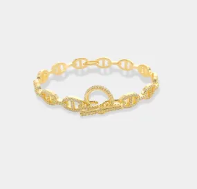 Gold Mariner Pave Cuff w/Toggle Lock