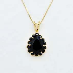 Gold Onyx Necklace - Statement Onyx Necklace - Gold Teardrop Pendant