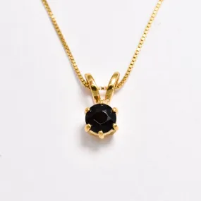 Gold Onyx Pendant - Dainty Black Necklace - Round Solitaire Pendant