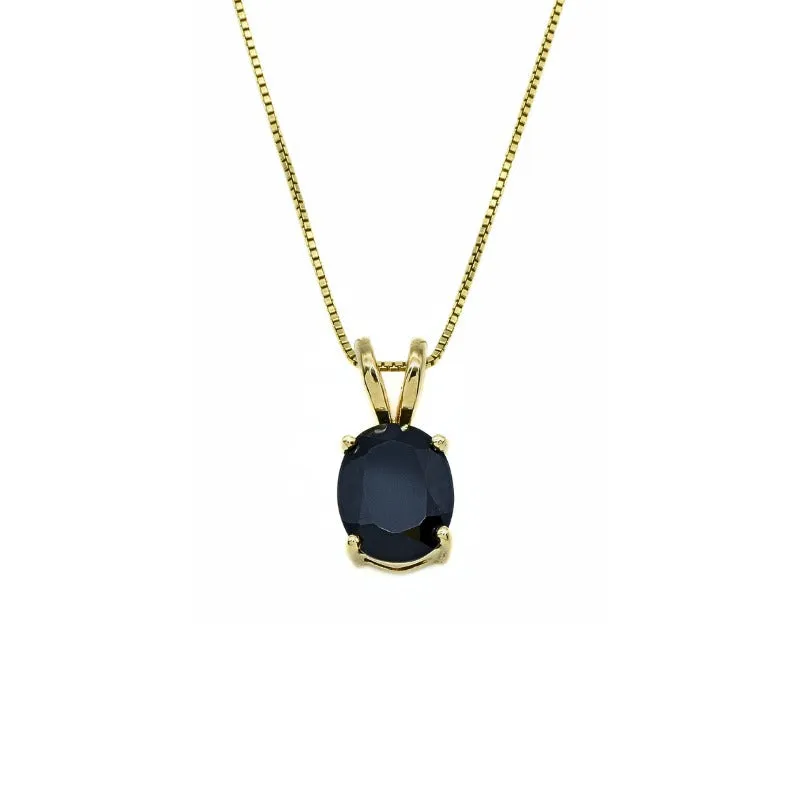 Gold Onyx Pendant - Natural Onyx Necklace, Black Gemstone Pendant