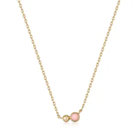 Gold Orb Rose Quartz Pendant Necklace