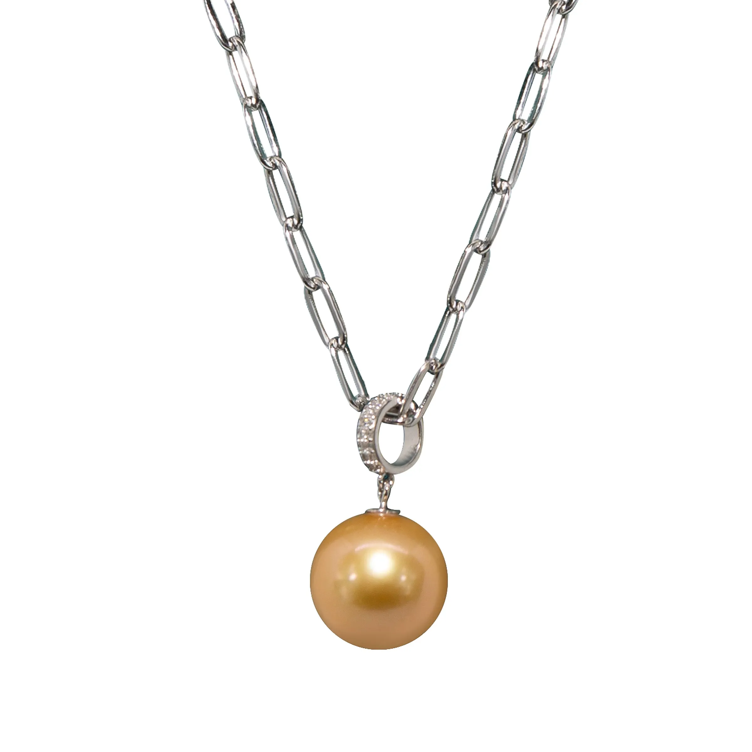 Gold Pearl Chain Luminance Necklace