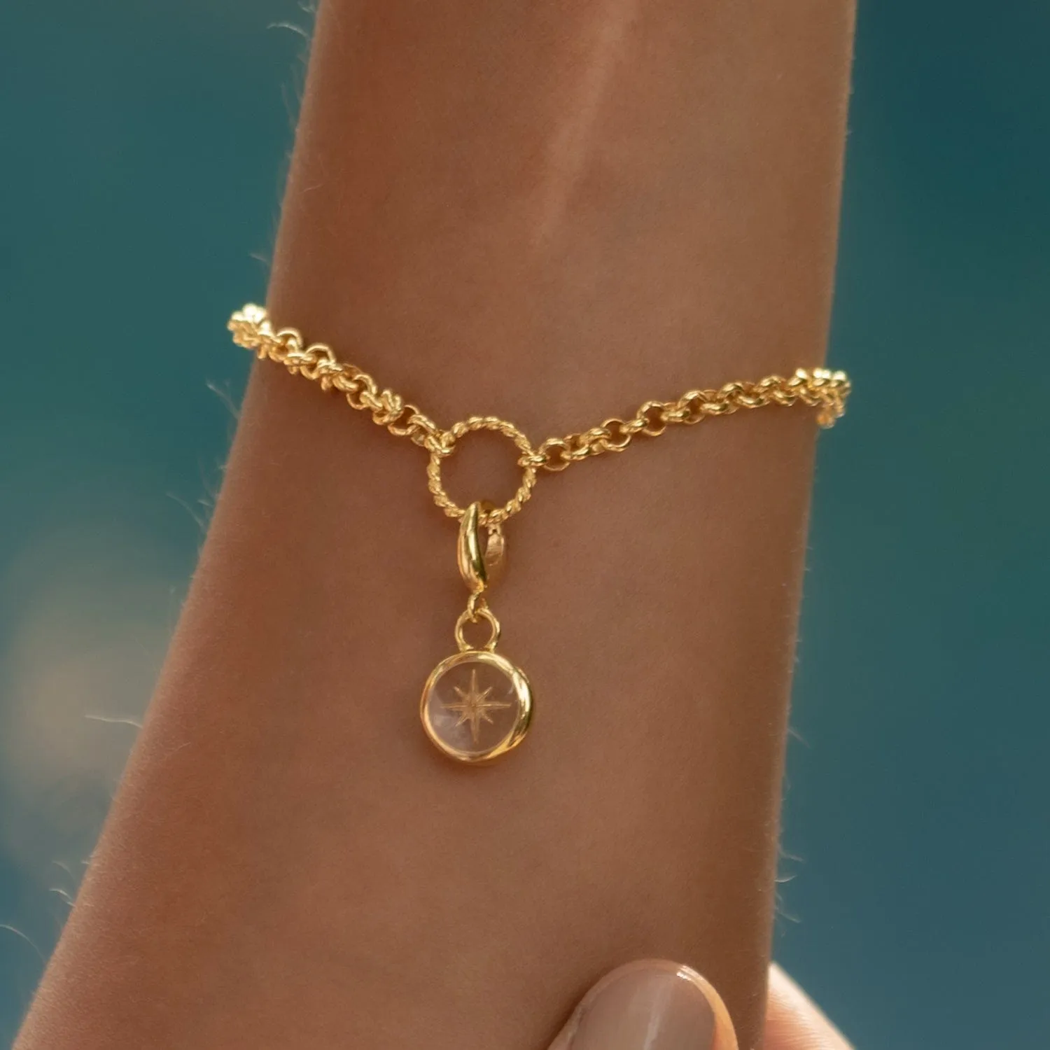 Gold Plated Eternity Twist Charm Bracelet