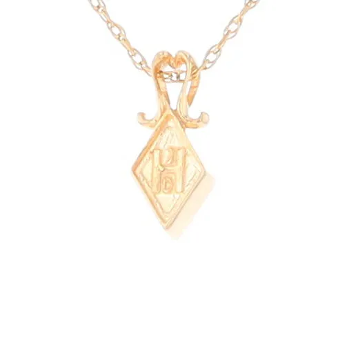 Gold Quartz Necklace, Diamond Shape Inlaid Design Pendant