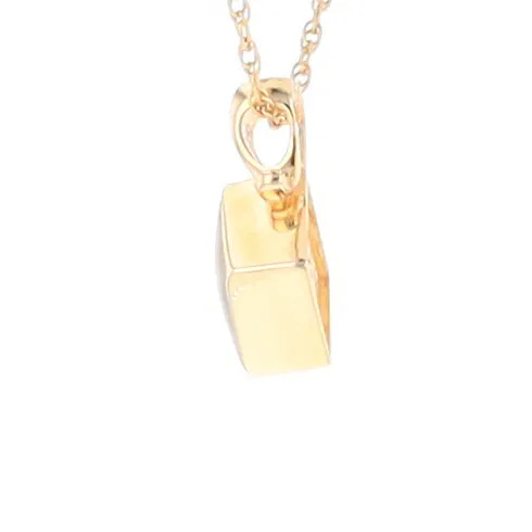 Gold Quartz Necklace, Diamond Shape Inlaid Design Pendant