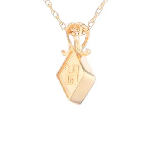 Gold Quartz Necklace, Diamond Shape Inlaid Design Pendant