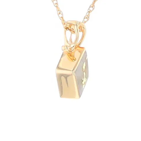 Gold Quartz Necklace, Diamond Shape Inlaid Design Pendant