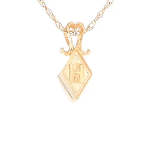 Gold Quartz Necklace, Diamond Shape Inlaid Design Pendant