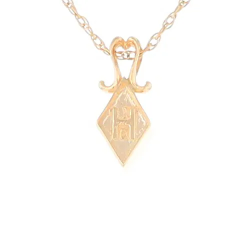 Gold Quartz Necklace, Diamond Shape Inlaid Design Pendant