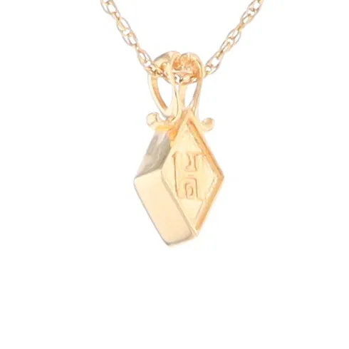 Gold Quartz Necklace, Diamond Shape Inlaid Design Pendant