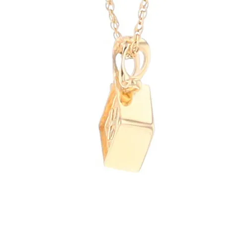 Gold Quartz Necklace, Diamond Shape Inlaid Design Pendant