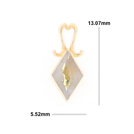 Gold Quartz Necklace, Diamond Shape Inlaid Design Pendant