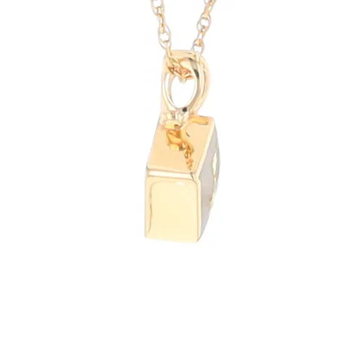 Gold Quartz Necklace, Diamond Shape Inlaid Design Pendant