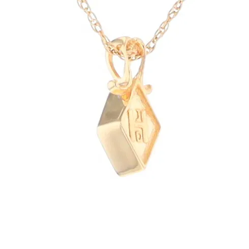 Gold Quartz Necklace, Diamond Shape Inlaid Design Pendant