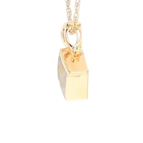 Gold Quartz Necklace, Diamond Shape Inlaid Design Pendant