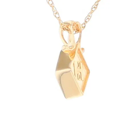 Gold Quartz Necklace, Diamond Shape Inlaid Design Pendant