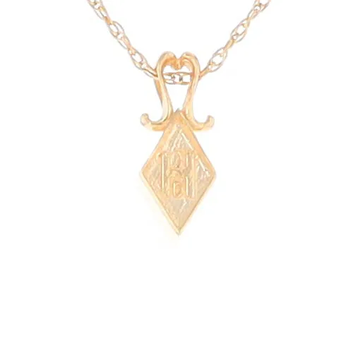 Gold Quartz Necklace, Diamond Shape Inlaid Design Pendant