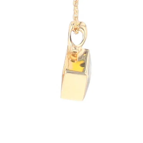 Gold Quartz Necklace, Diamond Shape Inlaid Design Pendant