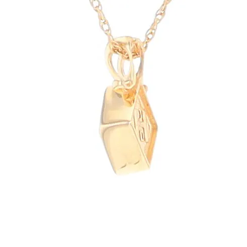 Gold Quartz Necklace, Diamond Shape Inlaid Design Pendant