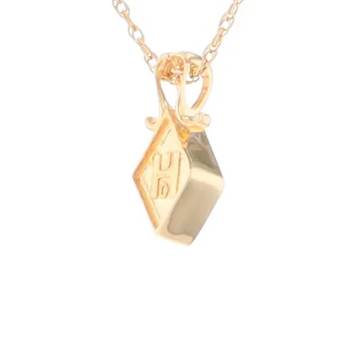 Gold Quartz Necklace, Diamond Shape Inlaid Design Pendant