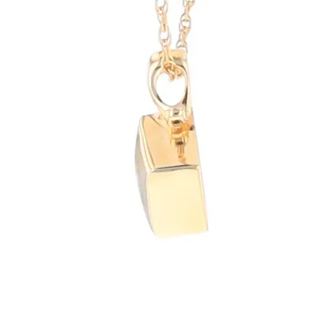 Gold Quartz Necklace, Diamond Shape Inlaid Design Pendant