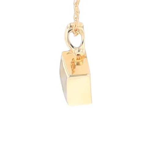 Gold Quartz Necklace, Diamond Shape Inlaid Design Pendant