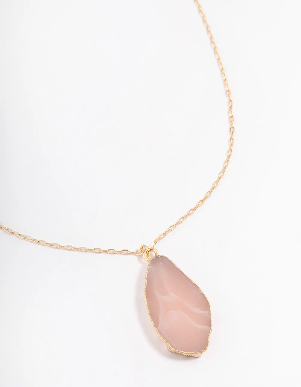 Gold Rose Quartz Organic Pendant Necklace