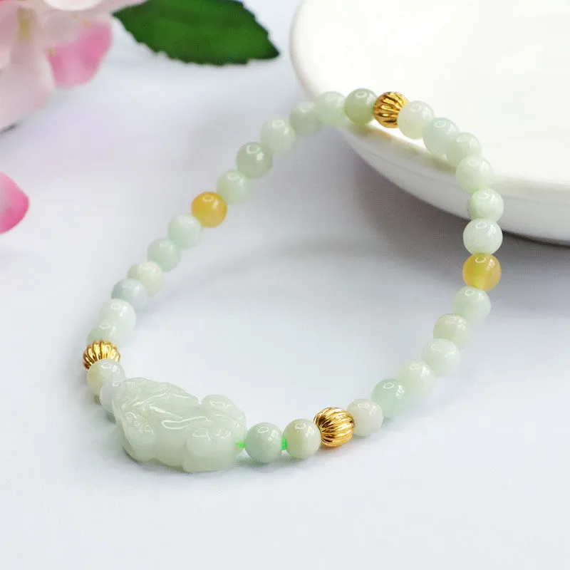 Golden Bead and Sterling Silver Jade Bracelet