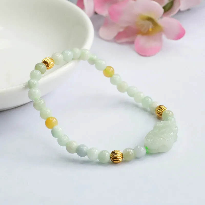 Golden Bead and Sterling Silver Jade Bracelet