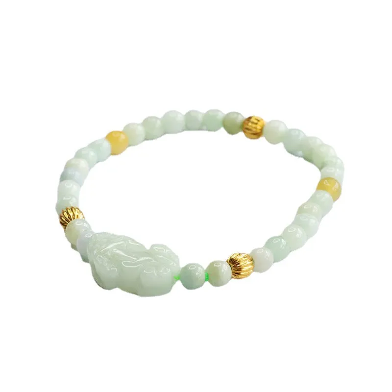 Golden Bead and Sterling Silver Jade Bracelet