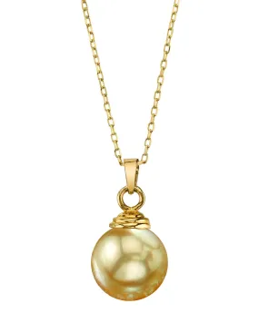 Golden South Sea Hope Solitaire Pearl Pendant