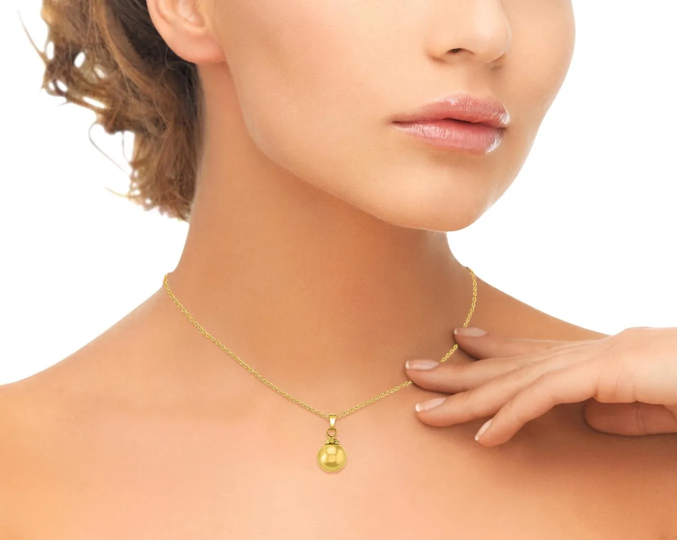 Golden South Sea Hope Solitaire Pearl Pendant